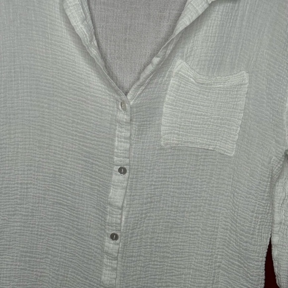 Tahiti White Textured Button-Up Shirt Women’s XL - Picture 4 of 8